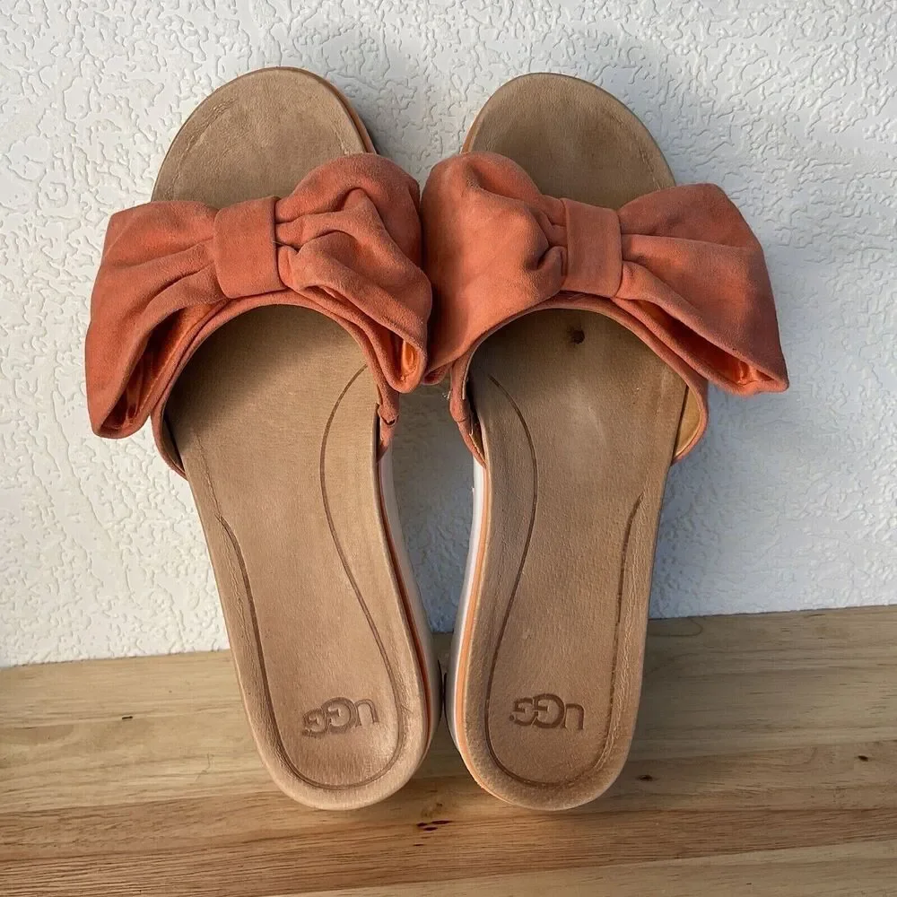 UGG Joan Vibrant Coral Clog Platfrom‎ Slid Sandals Women Size 9.5